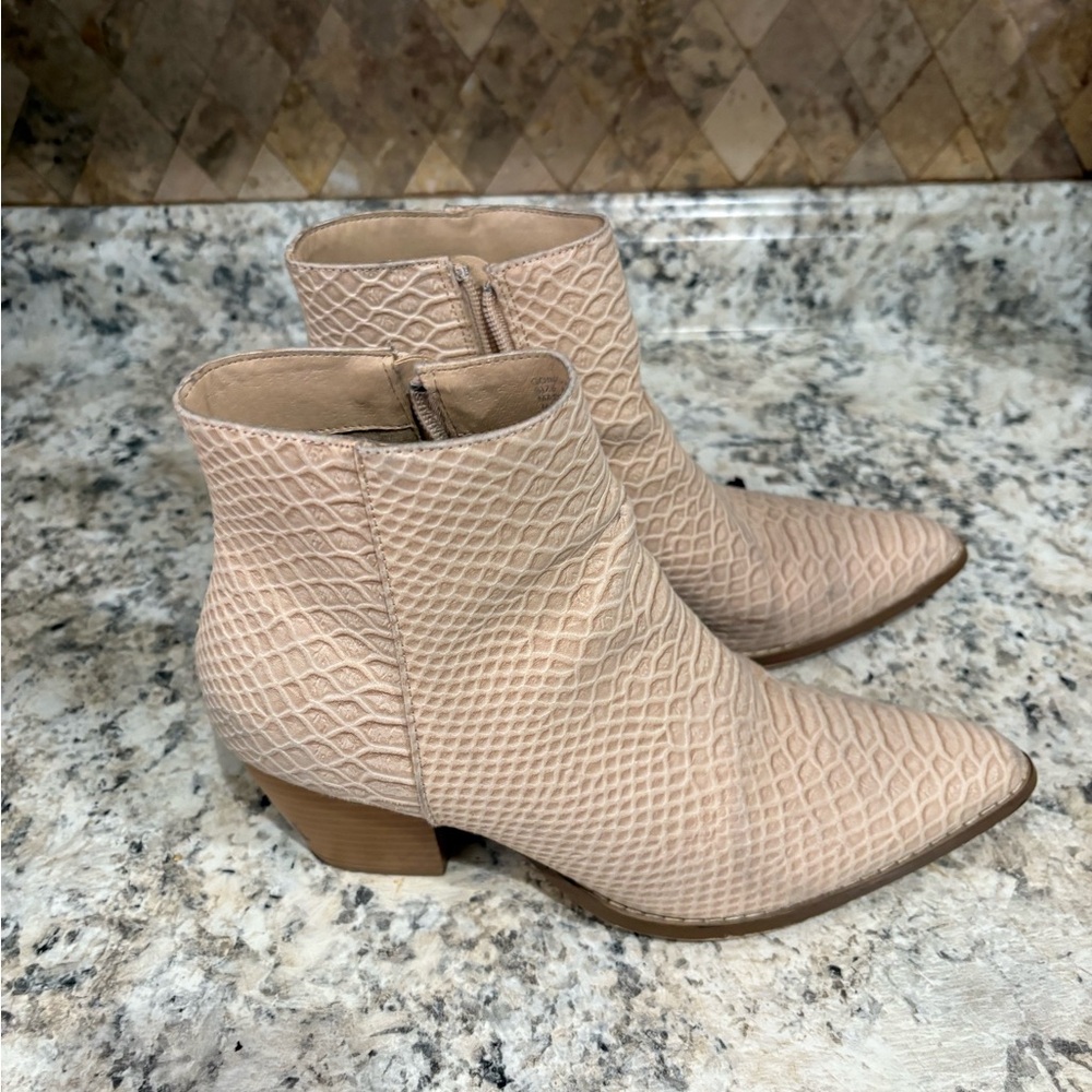 Textured Beige Ankle Boots